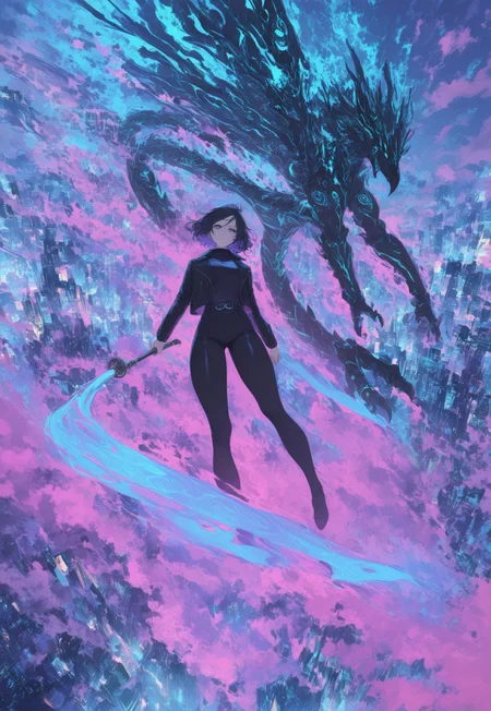 floating through the air above a futuristic city, holding a holographic scepter , male focus, high-quality, street background , space suit made of flowing, Gothic woman, Athletic female, facial stubble, Mechanical dragon, casual look, eyes glowing with ancient knowledge , a swirling vortex of bright neon colors, dress, ethereal effects, wearing leather jacket, A colorful parrot flying through a rainforest canopy. A male samurai with a katana, sky , Ethereal warlock with glowing tattoos