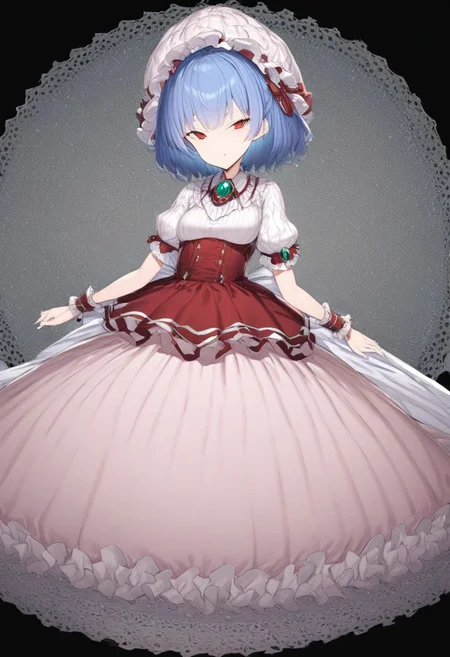 masterpiece, best quality, ultra-detailed, beautiful, nai3, 1girl, solo, full_body, tachi-e,
scarlet_touhou, 1girl, puffy_short_sleeves, wrist_cuffs, brooch