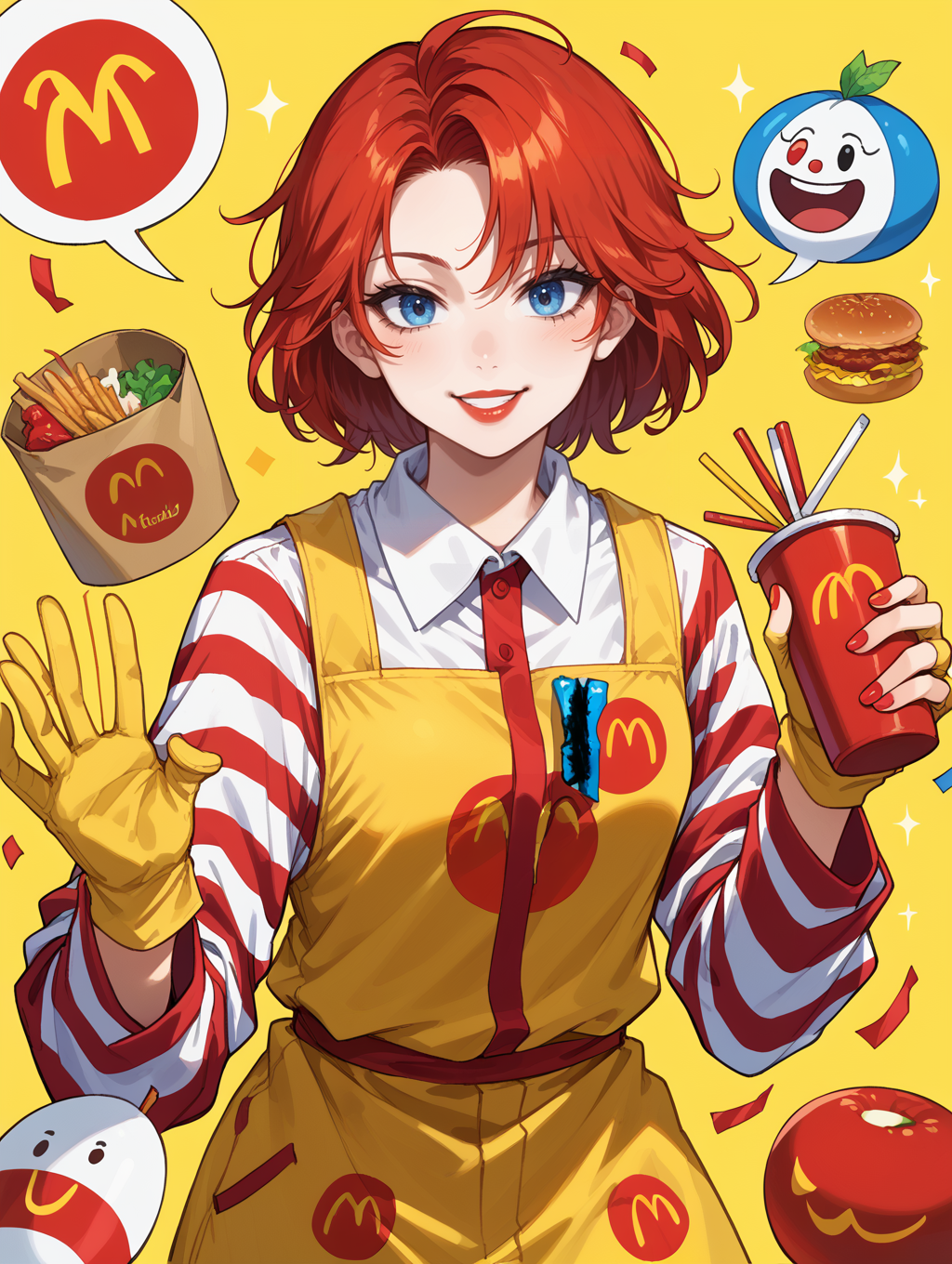 score_9, score_8_up, score_7_up,source_anime,BREAK, solo, (light smile:0.7), 
ronald_mcdonald,
<lora:ronald_mcdonald:1>