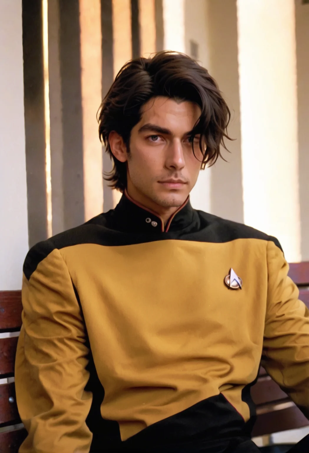 score_9, score_8_up, score_7_up, solo,man, on a bench,longer black hair,
s3stngunf,yellow uniform,black pants,black shoulders
<lora:STTNGponyStrong>