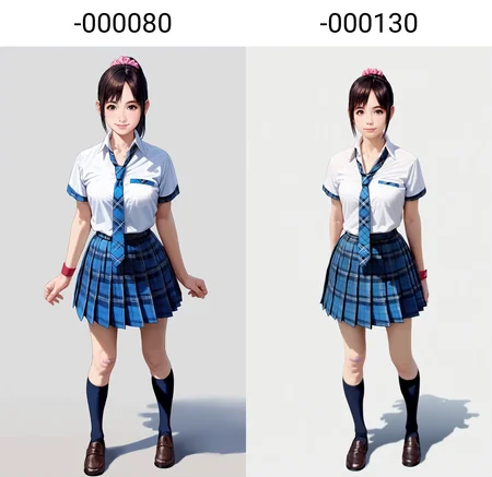 score_9,score_8_up,score_7_up,<lora:miiyamotoHikari-000080:0.8>,
miiyamotohikari,1girl,solo,black hair,ponytail,bangs,brown eyes,pink scrunchie,school uniform,white shirt,white collar,blue plaid skirt,blue plaid necktie,red wristband,black kneehighs,bandaid on knee,leather shoes,looking at viewer,smile,medium breasts,best hips,standing,full body,white background,