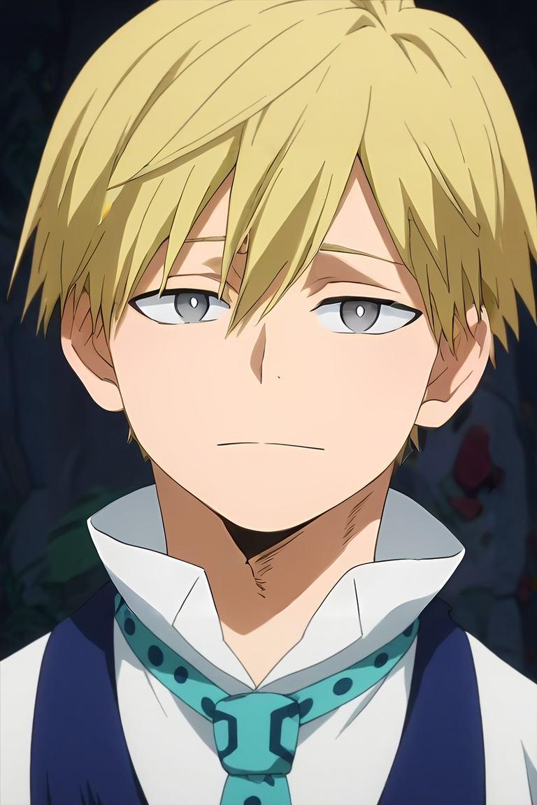 score_9, score_8_up, score_7_up, source_anime, anime screencap, anime coloring, , looking at viewer, , , 1boy, solo, male focus, <lora:neito_monoma_pony:0.94>, neito_monoma, blonde hair, grey eyes, short hair, hair between eyes, , , , <lora:sdxl_lightning_8step_lora:1>