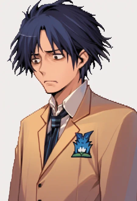 score_9, score_8_up, score_7_up, source_anime, 1boy, solo, sad
<lora:zs_DevilSurvivorPortraitsXL:1> devilsurvivorportraits, portraits, white background
<lora:zs_TakumiXL:1> takumichaos, short hair, blue hair, brown eyes, blazer, shirt, blue necktie,
