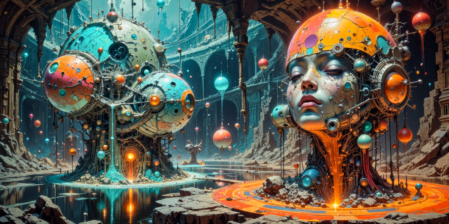 an artistic interpretation of human consciousness and the subconscious mind.