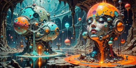 an artistic interpretation of human consciousness and the subconscious mind.