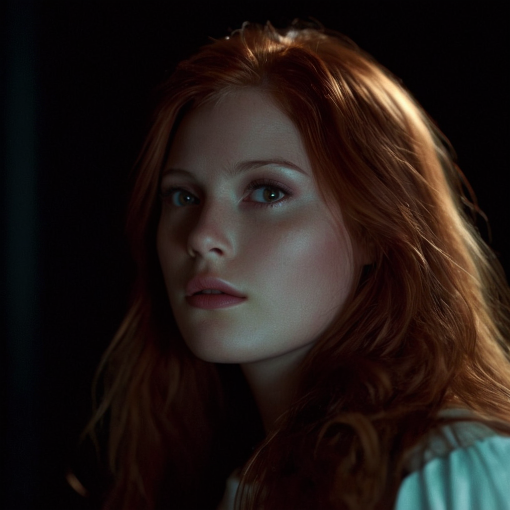 cinematic film still of <lora:add-detail-xl:0.3>0
<lora:detailed:0.3> realism
<lora:perfection style:0.2> perfect
<lora:eyetune:0.5>
<lora:xl_more_art-full_v1:0.1>
<lora:Ron Fricke style:0.2>
<lora:Unreal Engine style:0.3> Unreal Engine style
<lora:TeethXL:0.3>
<lora:Chiaroscuro Lighting Style:0.3> Chiaroscuro Lighting Style
 <lora:Underlighting Underlight light from below style:1> Underlighting Underlight light from below style
A cinematic Underlighting lighting style of a woman with long red hair and a white dress, shadow from below, movie themed, sharp, detailed, epic cinematic photography, artistic, dramatic shadow lighting, cinematic color style, Kodak film style, cinematic film style, Underlighting style, 1girl, solo, long hair, brown hair, lips, looking up, black background, portrait, realistic, nose, dark, photorealistic, light from below, camera from belo
, shallow depth of field, vignette, highly detailed, high budget, bokeh, cinemascope, moody, epic, gorgeous, film grain, grainy