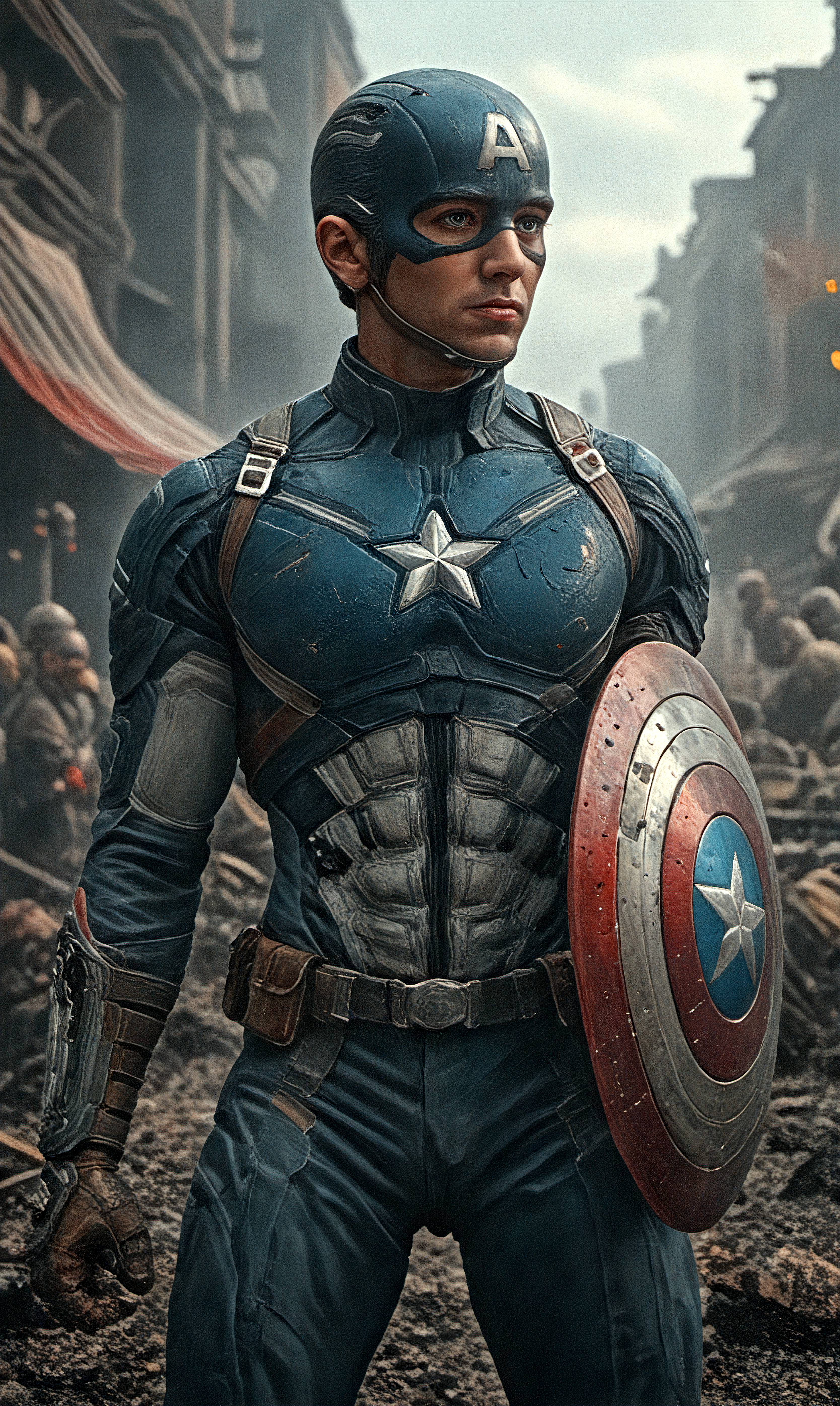 cinematic film still cinematic film still "Captain America" from Marvel Comics Avengers,round-shield,otherworldly background,intricate details,highly detailed photograph,8K,extreme photography,masterpiece,trending,pulls the viewer in,expert use of shading gives a 3d effect,(photorealistic:1.6),film grain,photographed on a Sony A7R IV,18mm F/1.7 cine lens,(highly detailed, intricately detailed),8k,HDR, . shallow depth of field, vignette, highly detailed, high budget, bokeh, cinemascope, moody, epic, gorgeous, film grain, grainy . shallow depth of field, vignette, highly detailed, high budget, bokeh, cinemascope, moody, epic, gorgeous, film grain, grainy
