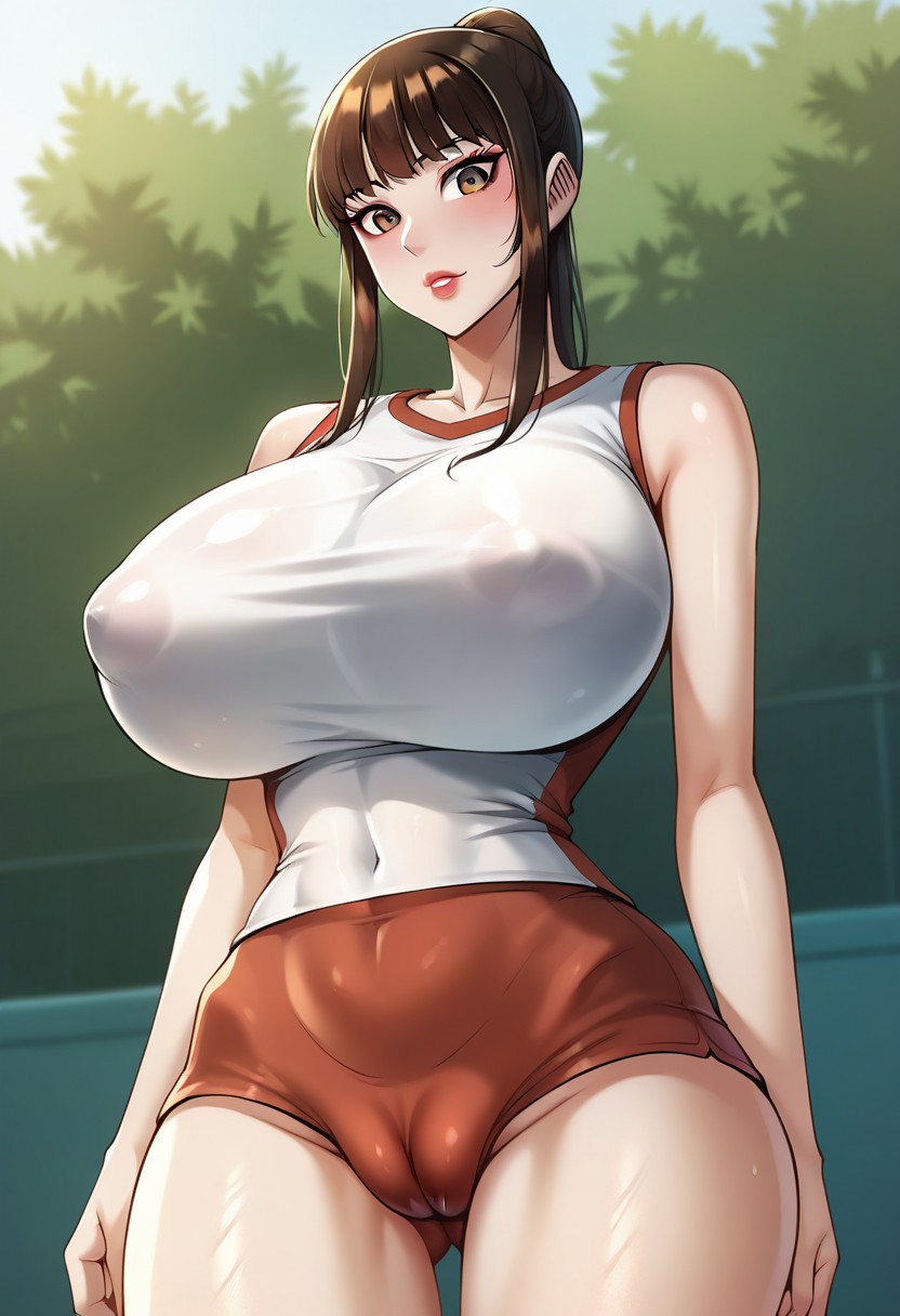 score_9, score_8_up, score_7_up, score_6__up, ryzesalt,
outdoor,afternoon,
Front view,face focus,
choiHyuna, solo, brown hair, bangs, sidelocks, huge breasts, brown eyes, shorts, buruma, shirt, covered nipples, cameltoe
standing,