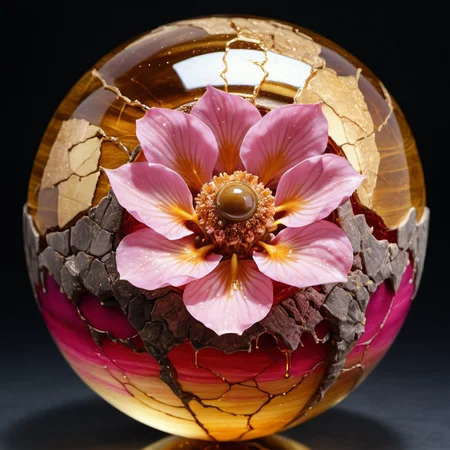 Elamite Sphere, brocade cracked golden kintsugi artistic, wet hyperreal watercolor painting of elegant of pink katsura flower totally covered in liquid amber waterfall, honey, cinematic, mesmerizing beauty, pretty features, iridescent, kintsugi gold, Mike Dargas,Dominic Qwek, hypercreative masterwork by head of prompt engineering <lora:add-detail-xl:3> <lora:Elamite_Sphere:0.6>