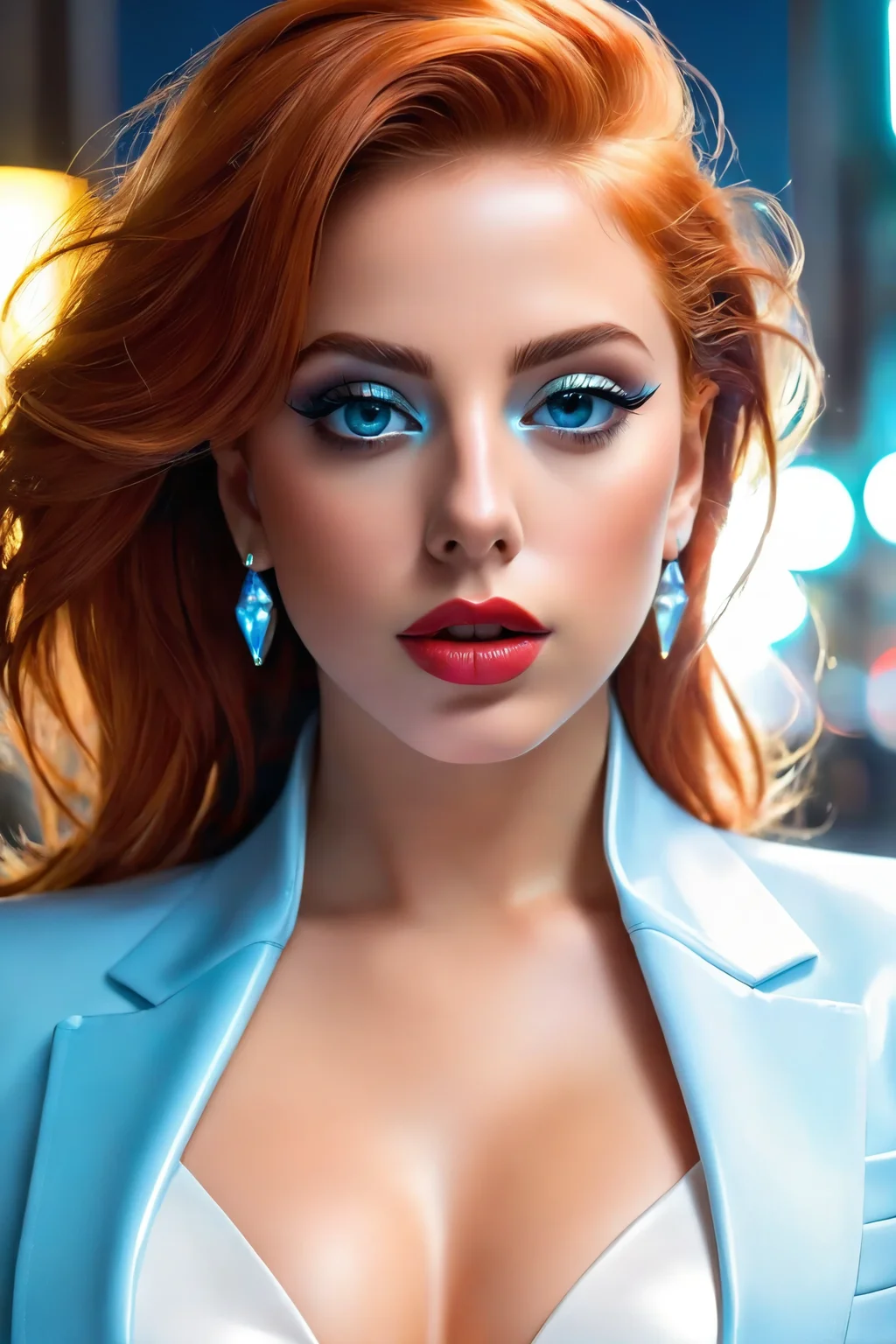 colorful glass, <lora:colorful_02_colorful_glass:1.0>,
basety style, (dreamlikeart, redshift style, analog style:1.1), (copeseethemald style:0.5), (thepit bimbo, glossy), sexy, bimbo, 1girl, solo, ([Audra( :0)Miller|Lady( :0)Gaga]:0.9), closeup, extreme closeup, Lady( :0)Gaga, looking at viewer, symmetric, centered, pantsuit, business suit, elegant suit, white crop top shirt, shinny skin, oily skin, subsurface skin scattering, shiny skin, choker, earrings, eyelashes, eyeshadow, lips, lipstick, jewelry, makeup, nose, parted lips, navel, beautiful detailed blue eyes, redhead, realistic, photo-realistic, well-lit face, glowing face, face focus, see-through, (night:1.2), dark, scary, dark city, alley, chased, danger, worried, afraid, stressed, building, street lights, detailed background, [(dust particle paint explosion:1.2)::0.11], (secret:0.8),,
amazing, beautiful, breathtaking, astonishing, brilliant,
