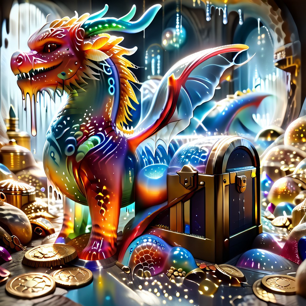 1dragon, highly detailed blue dragon, blue dragon made out of slime, scaly blue slime dragon, slime dragon with red eyes, blue slime dragon laying in its hoard, blue slime dragon with wings, dragon wings, 
multi-colored gems made out of slime, in a room of treasure made out of slime,  gold coins and bars made out of slime, wood-like treasure chest made out of slime, wood-colored slime chest, individual coins made out of slime, gold slime coins, piles of coins, 
treasure-room, treasure, treasure chest, gemstone, coins, gold bars, gold pile, 
everything made of slime, No simple background,
((translucent slime)), ((transparent slime)), (bioluminescent slime), sl1m3, slime, ais-blmn, watce, je11y, thickwater, great lighting, ral-lava, even lighting, no bright spots,
