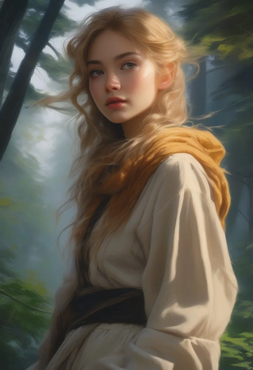 8K, HDR, RGB, Close-up, Hyperrealism, Oil Painting, Scene Detail, Stunning Looks, Super High Quality Detail, UHD, Top Angle,
a teenage girl, a fairy, rushes through the forest, wearing tattered clothes, navigating twisting dangers. The dim moonlight reveals a pale, trembling figure with blurry golden hair, hyperrealism, intricate detail, amazing craftsmanship, depth of field, sharp focus, dynamic action poses, creative poses, elegance,
Greg Rutkowski, Studio Ghibli Genshin Impact