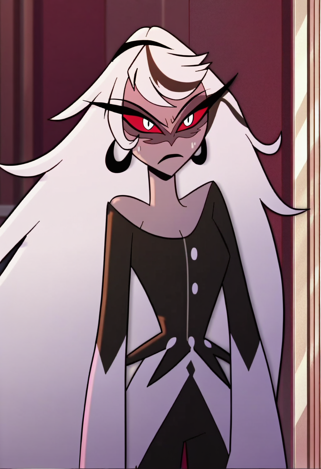 <lora:hazbin_hotel_ponyxl_v2-000025:1>, carmilla, solo, 1girl, standing, long hair, straight hair,
BREAK
score_9, score_8_up, score_7_up, score_6_up, screencap