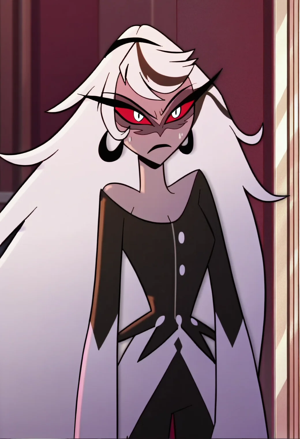 <lora:hazbin_hotel_ponyxl_v2-000025:1>, carmilla, solo, 1girl, standing, long hair, straight hair,
BREAK
score_9, score_8_up, score_7_up, score_6_up, screencap