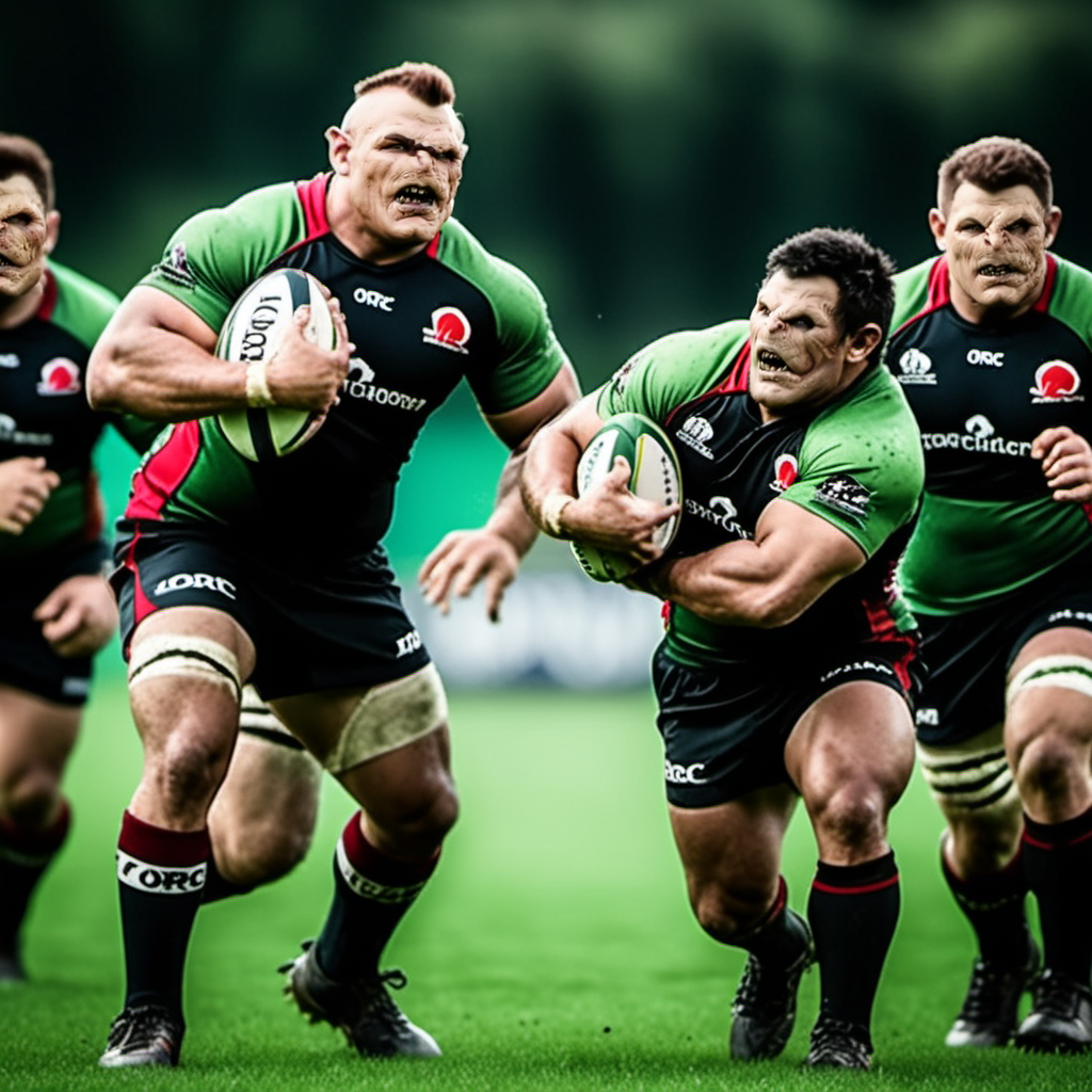 Orc1024, an orc rugby team, playing rugby, highly detailed, photography, ultra sharp, film, bokeh, professional, 64k  <lora:Orc1024:0.8>