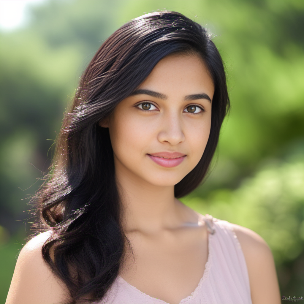 headshot photo, close up, woman,  pretty face, outdoors, natural lighting, studio quality, good white balance, desilatte, black hair <lora:DesiCoffeeSDXL:0.65>