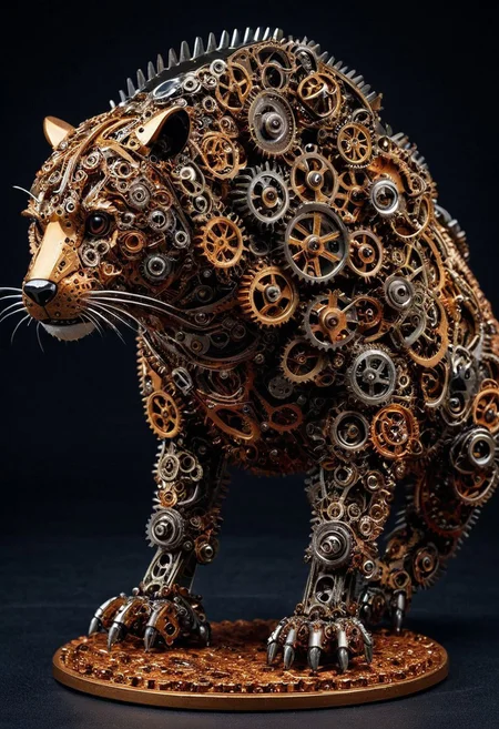 masterpiece, best quality, absurdres, super cute mechanized animal made out of gears
