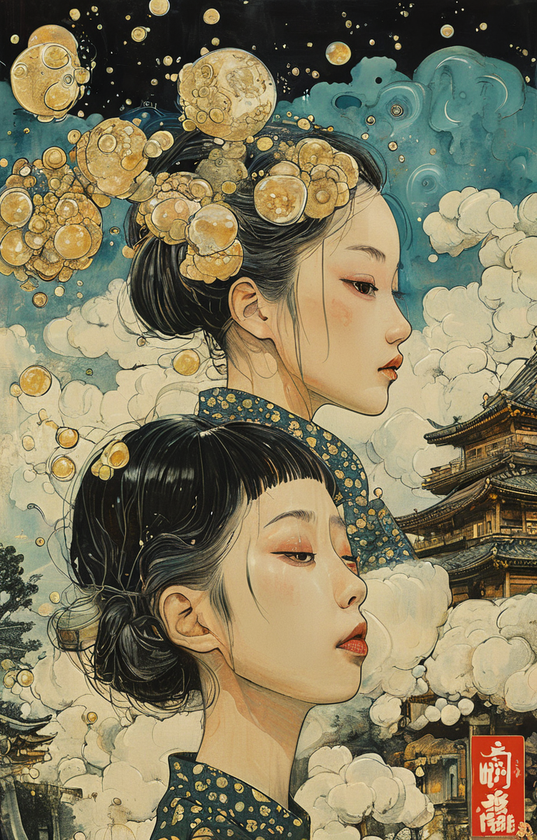 masterpiece,best quality,<lora:tbh204-sdxl:0.9>,illustration,style of Yuko Shimizu portrait of family