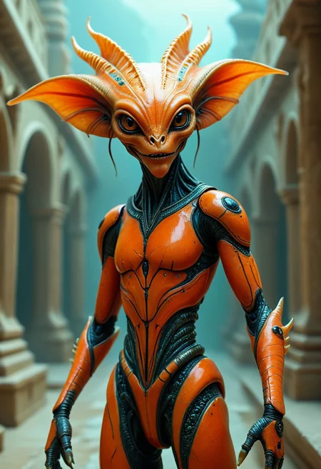 alien humanoid, alien creature, alien, masterpiece, best quality, realistic, very clear, otherworldly creatures, futuristic technology, extraterrestrial landscapes, sci-fi elements insane details, intricate details, beautifully color graded, professional, glowing, radiant, vivid, beautiful, rich, scenic palace, sci-fi fantasy art, cover art, alien humanoid, colored sclera, wearing a crown made of colorful coral, fish alien, fins, gills, smile, large eyes, alien god