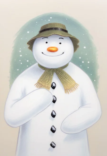 score 9, score 8, score 7, 1boy, solo, sn0wman, snowman, smile, closed mouth, upper body, black eyes, orange nose, hat, scarf, buttons, detailed, masterpiece,