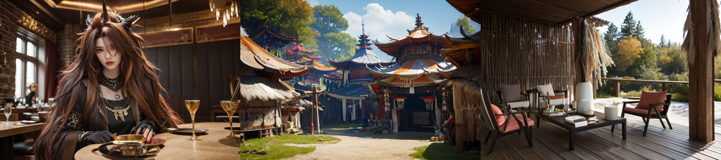 highly insanely detailed, masterpiece, top quality, best quality, highres, 4k, 8k, RAW photo, (very aesthetic, beautiful and aesthetic), 
__lazy-wildcards/subject/env-bg/SavageVerse/prompts__, 
<lora:SavageVillage-10:0.8>, 
(1girl:1.3), 
solo focus, 
($(char-skin-tanned-dark-black-bronze-001):1.1), 
(__lazy-wildcards/char/haircolor__), 
__lazy-wildcards/dataset/background__,âââ