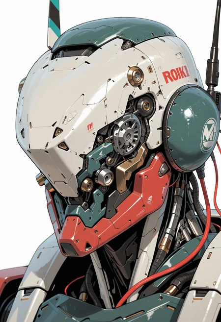 masterpiece, best quality, amazing quality, intricate detail, highly detailed,
<lora:ArmorPunkILLUSTRIOUS:1> arm0rpunkv4
mechanical_mask, solo, simple background, white background, upper body, no humans, helmet, portrait, robot, mecha, cable, radio antenna
