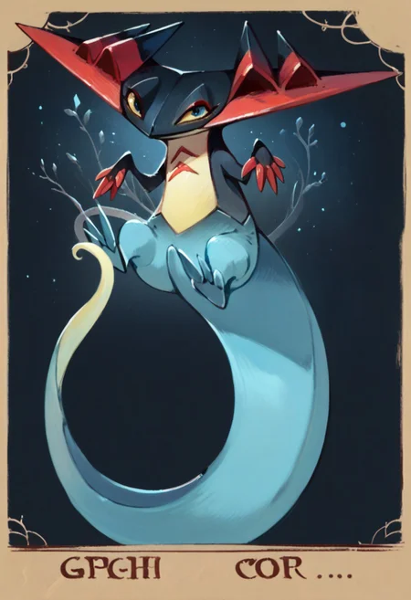 score_9, score_8_up, score_7_up,
Dragapult, pokemon \(creature\), multicolored skin, red wings, red claws,
floating,
tarot card