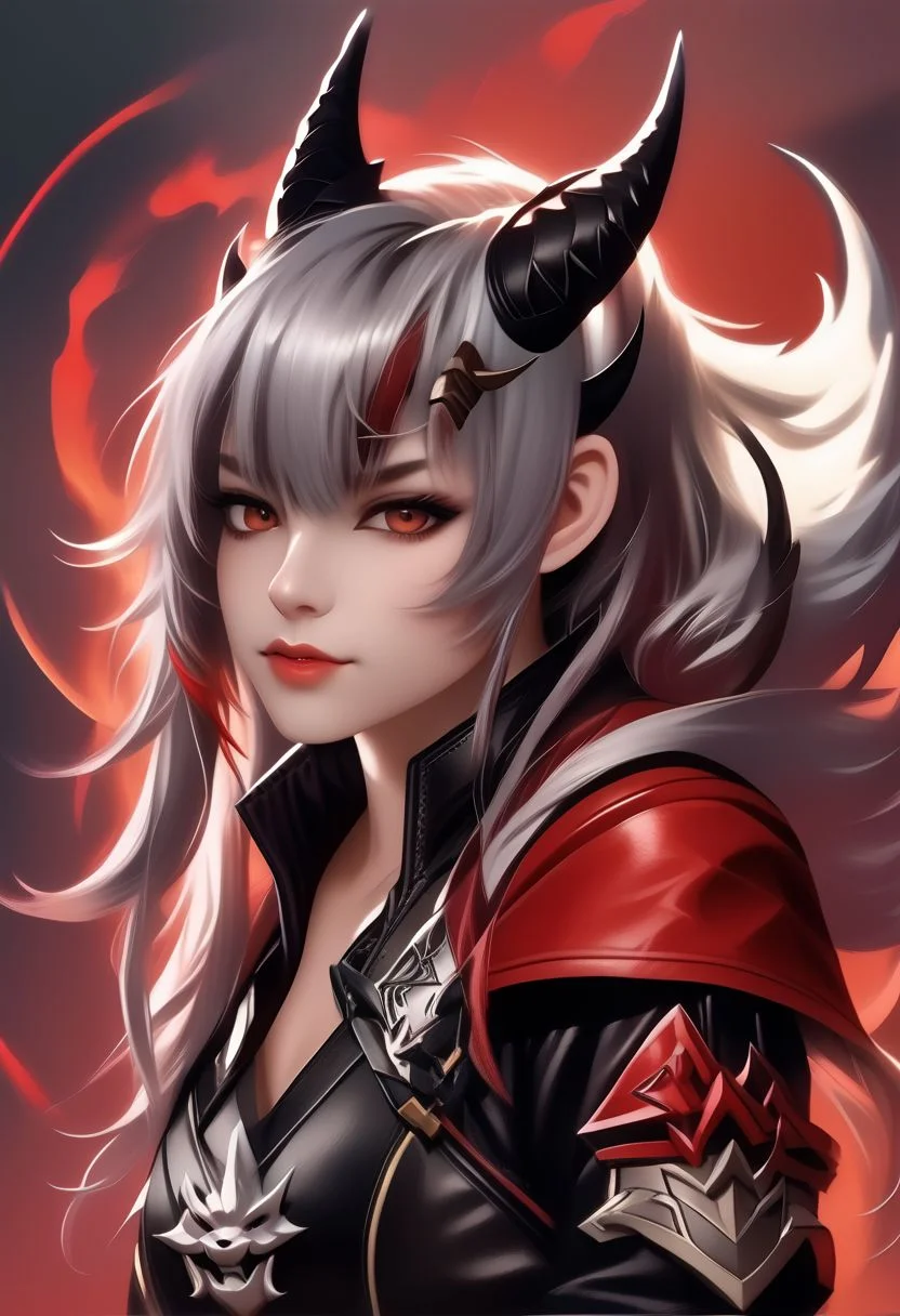 A horned female teen rogue wearing ((leather armor)), black suit, oni girl with wolf-ears, dangerous Kemonomimi waif, brunette assassin, tiefling thief, black hair, three small horns, [onii (Shuna, Hakurou) horns], tri-horn (masterpiece:1.5), (best quality), (disharmonic + ugly + unaesthetic:1.5)