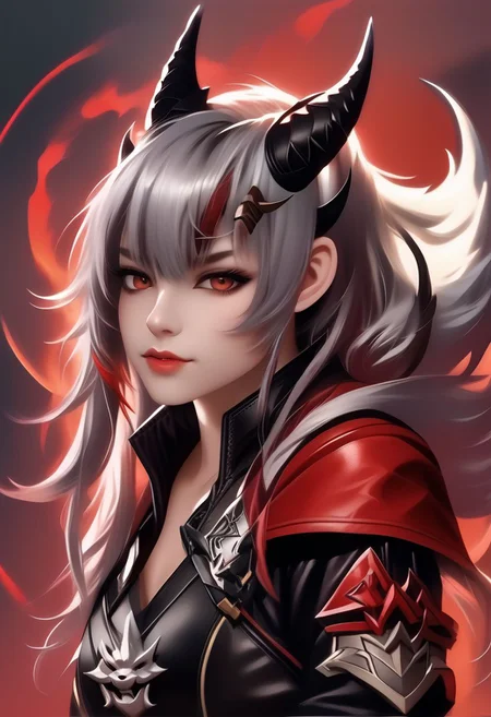 A horned female teen rogue wearing ((leather armor)), black suit, oni girl with wolf-ears, dangerous Kemonomimi waif, brunette assassin, tiefling thief, black hair, three small horns, [onii (Shuna, Hakurou) horns], tri-horn (masterpiece:1.5), (best quality), (disharmonic + ugly + unaesthetic:1.5)