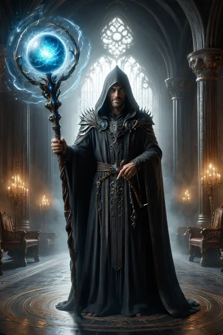 full body length 8k photorealistic by (((John Howe) and Guweiz) and Mitch Dobrowner) and Marc Davis, holding a staff, orbstaff <lora:orbstaff:0.60> <lora:more_art:0.30> <lora:RMSDXL_Enhance:0.45> <lora:RMSDXL_Creative:0.45> <lora:RMSDXL_Photo:0.45> <lora:RMSDXL_Darkness_Cinema:0.45> <lora:clothing_slider:0.00> <lora:great_lighting:1.00> <lora:aesthetic:1.00> <lora:looking_at_viewer:1.00> <lora:photorealistic_portrait_v2:0.25> <lora:attractive_v2:0.10> <lora:extremely_detailed_v2:0.25> <lora:add_detail:0.75> <lora:perfect_eyes:0.25> <lora:perfect_hands:0.50>