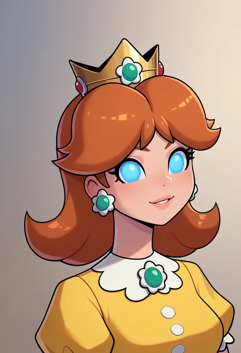 score_9, score_7_up, BREAK <lora:kannelart-guy-PONYv1:1>, no pupils, 1girl, solo, princess daisy, portrait,