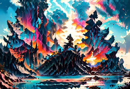 a fantasy temple sits on top of a (cross section of surreal geological biome chart with concentric layers of colourful strata forming a surreal tiered geological formation whith an colourful strata:1.1), underground tunnel network, swirling clouds, pools of water, on dark paper, by peter mohrbacher, tarmo juhola, ivan laliashvili, james gurney, moebius, roger dean vibrant, beautiful, translucent, intricate, detailed many details, extreme detailed, full of details, Wide range of colors., Dramatic, Dynamic, Cinematic, Sharp details Insane quality. Insane resolution. Insane details. Masterpiece. 32k resolution.