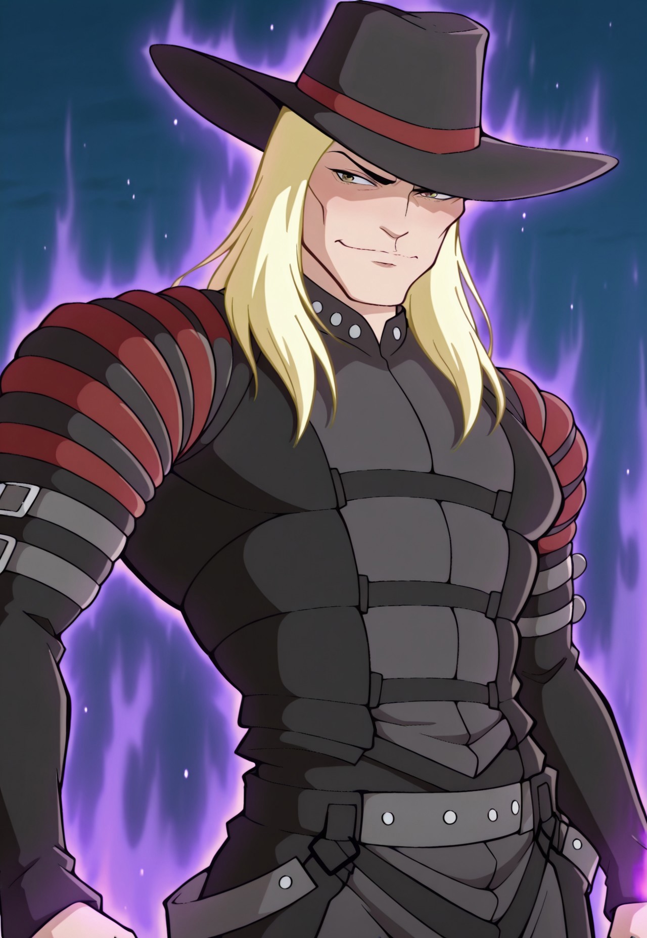 solo, masterpiece, modern, new, 1boy, male, masculine face, daddy looking face, w0lfc0nf

WinxGantlos, blonde hair, hat, long hair, black outfit, dark magic