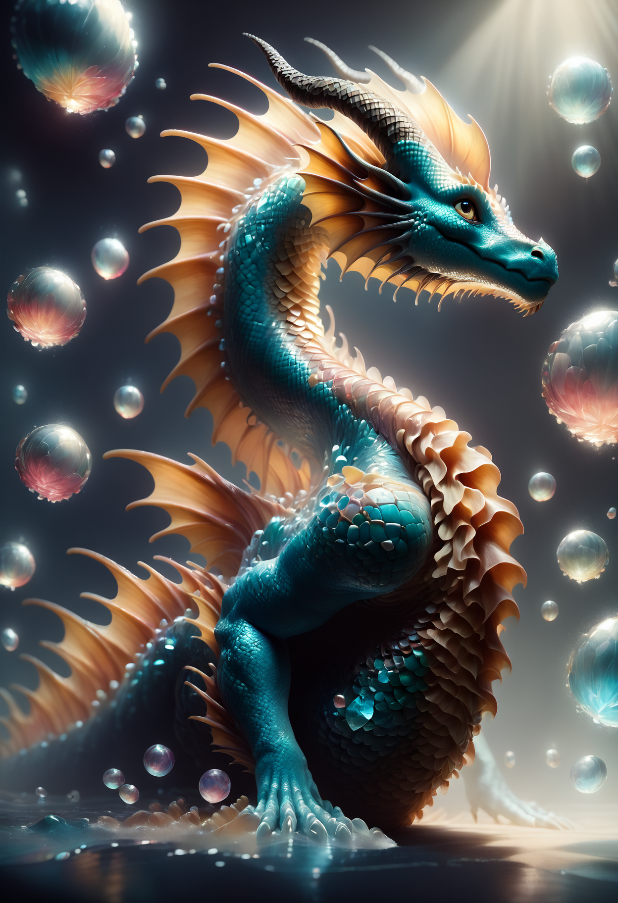 DonMF15hyXL,  score_9, score_8_up, score_7_up, score_6_up,  a woven nocturnal tree slender  European Dragon,  frills,   fluted horns   crystalline tails, ,   rating_safe, <lora:DonMF15hyXL-pony:1.0>