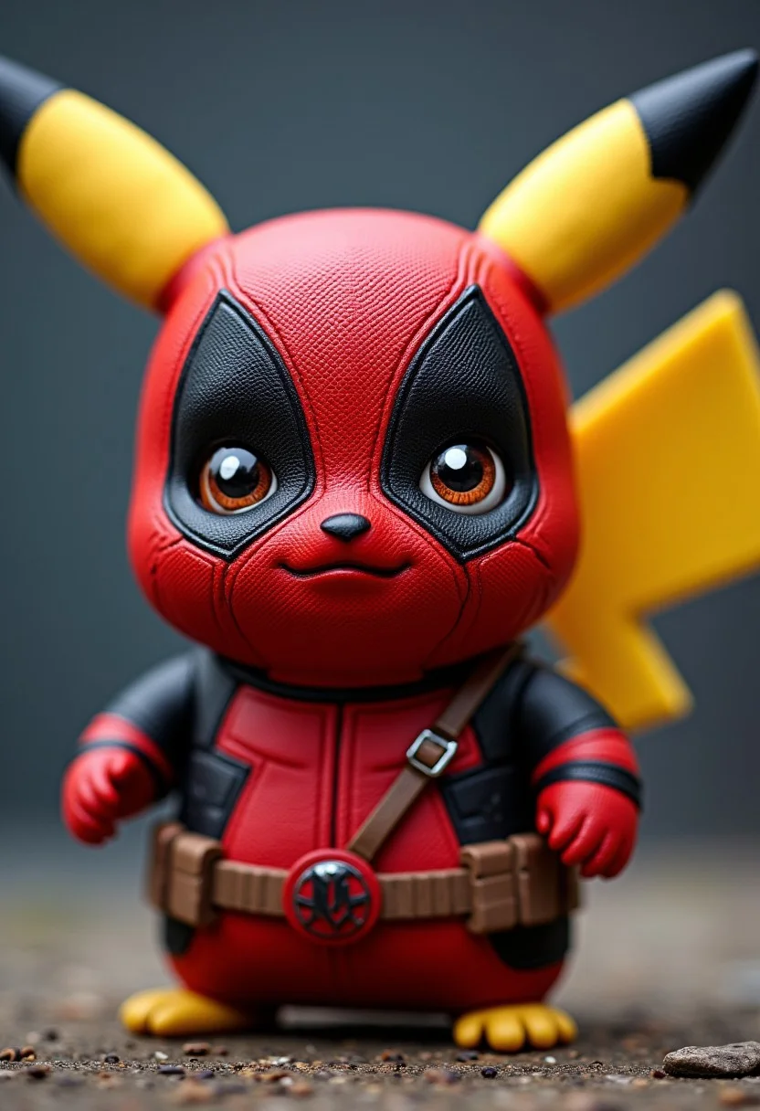 pikachu wearing deadpool costume