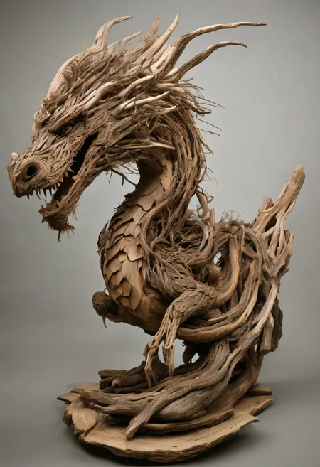 (((A fabulous dragon made of driftwood and twigs)))