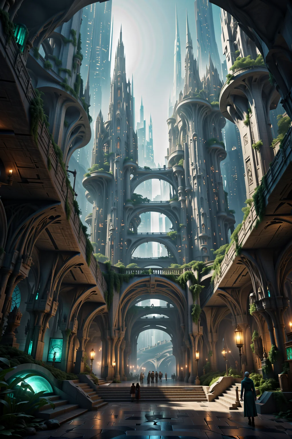 photograph, cinematic color grading, <lora:EnvyElvishArchitectureXL01:1> elvish architecture, cyberpunk, wonderous scifi subterranean city beyond the beginning of the multiverse<lora:EnvyBetterHiresFixXL01:0:hr=1>