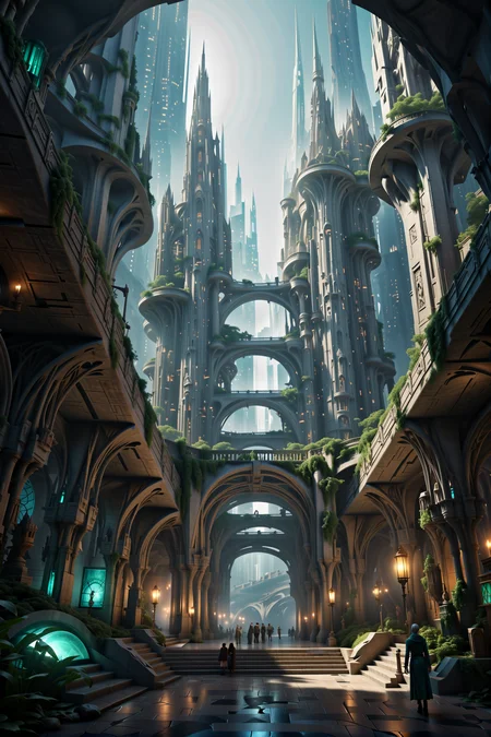 photograph, cinematic color grading, <lora:EnvyElvishArchitectureXL01:1> elvish architecture, cyberpunk, wonderous scifi subterranean city beyond the beginning of the multiverse<lora:EnvyBetterHiresFixXL01:0:hr=1>