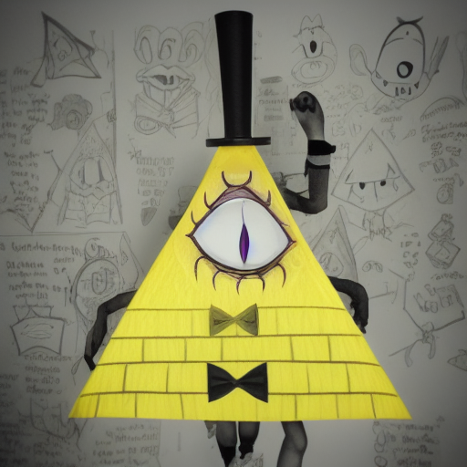 A clown Bill Cipher looking scary