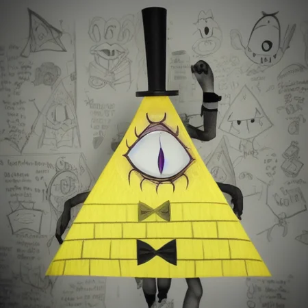 A clown Bill Cipher looking scary