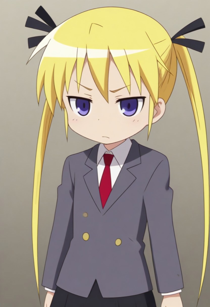 source_anime, anime screencap, source_anime, auratheguillotine, anime screencap, masterpiece, source_anime, shiny skin,,,,,,,sonyakmb, blonde hair, long hair, twintails, hair ribbon, purple eyes,, school uniform,