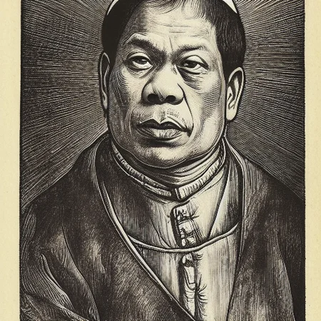rodrigo duterte as pope, portrait shot, durer-style