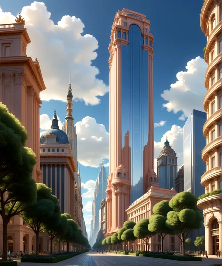 score_9, score_8_up, score_7_up,
<lora:Authoritarian_Architecture_(Architecture)_(SDXL)_(AD):0.8> authoritarian, scenery, building, city, cityscape, architecture, monumental architecture,
8K, In'ei, chiaroscuro, soft natural volumetric cinematic perfect light, perfect depth of field shot, ray tracing, photometry, beautiful, subsurface scattering, idealized modern city, wide beautiful boulevards, busy city center, parks and manicured lawn areas, large parks, plazas, skyscrapers, hyper detailed, art by Thomas Kinkade, detailed background, detailed photographic fluffy anime clouds, Unreal Engine, CGI render, absurdly detailed, modern era photograph, masterclass oil painting, made of sandstone and concrete, monumental skyscrapers, vivid white sandstone, rose sandstone, tan sandstone, marble,
BREAK zPDXL, zPDXLxxx, <lora:wowifierXL:0.2> art by mooncryptowow <lora:sdxl_lightning_8step_lora:0.4> <lora:detailed_notrigger:0.5>