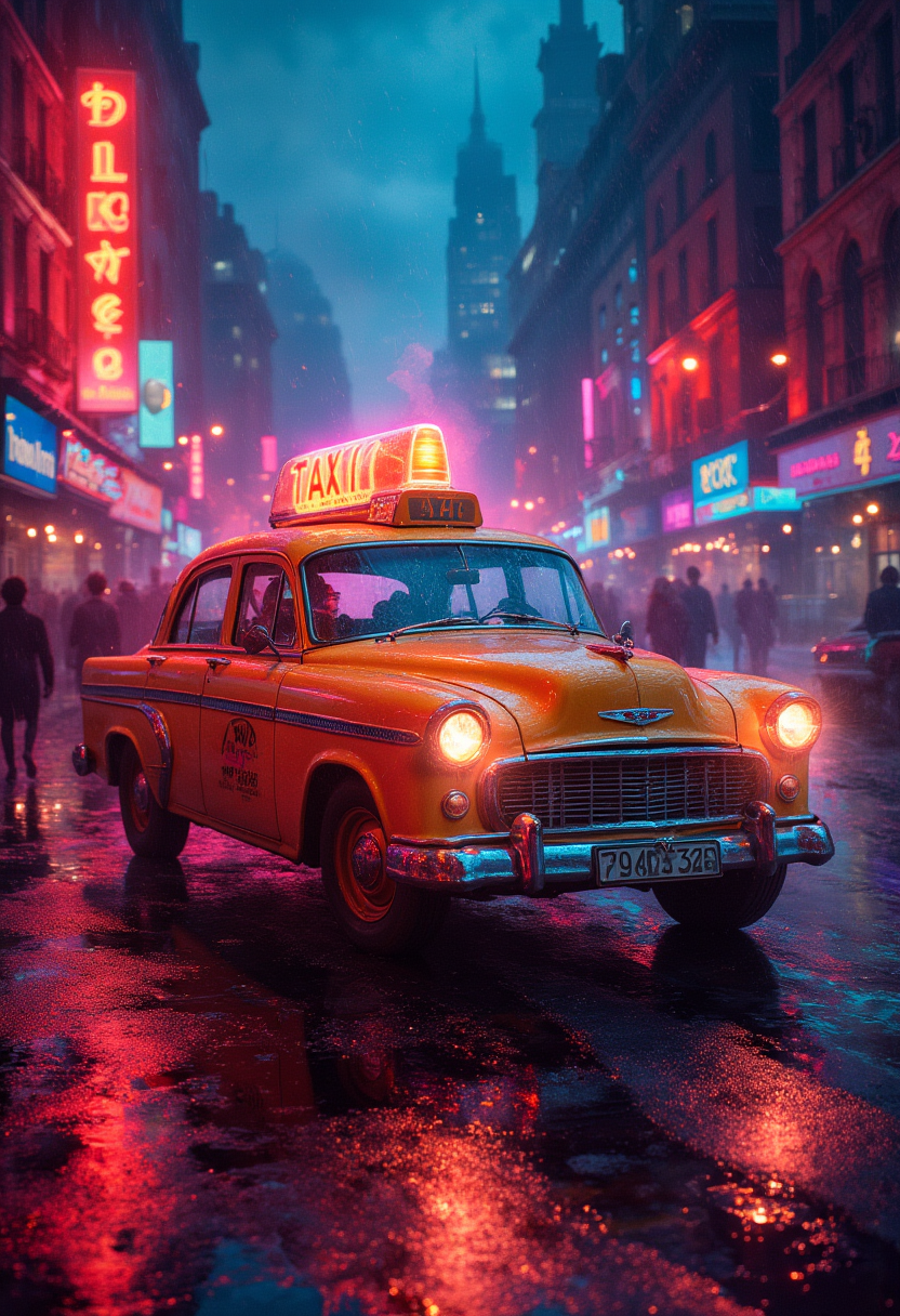 Taxi to hell, vibrant glow