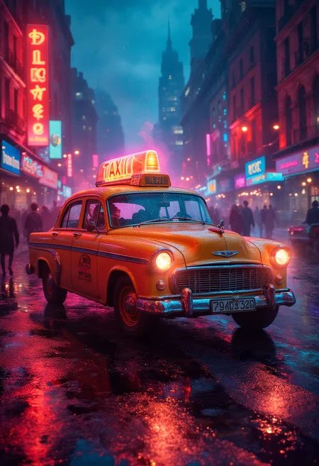 Taxi to hell, vibrant glow