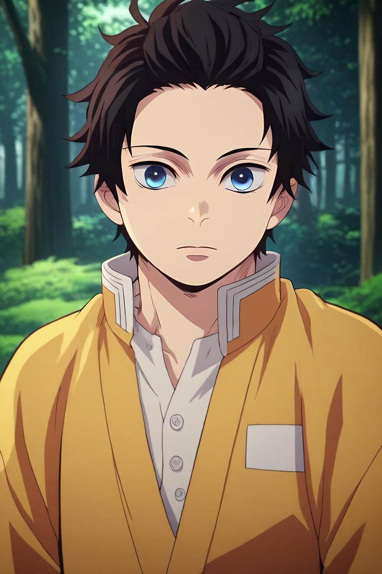 score_9, score_8_up, score_7_up, source_anime, , (photorealistic:0.6), , upper body, depth of field, 1boy, male focus, <lora:rin_okumura_pony:0.72>, rin_okumura, black hair, blue eyes, solo, The Enchanted Forest, <lora:kimetsu_no_yaiba_style_pony:0.86>, kimetsu_no_yaiba_style, <lora:sdxl_lightning_8step_lora:1>,
