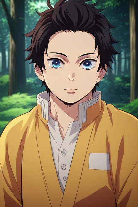score_9, score_8_up, score_7_up, source_anime, , (photorealistic:0.6), , upper body, depth of field, 1boy, male focus, <lora:rin_okumura_pony:0.72>, rin_okumura, black hair, blue eyes, solo, The Enchanted Forest, <lora:kimetsu_no_yaiba_style_pony:0.86>, kimetsu_no_yaiba_style, <lora:sdxl_lightning_8step_lora:1>,