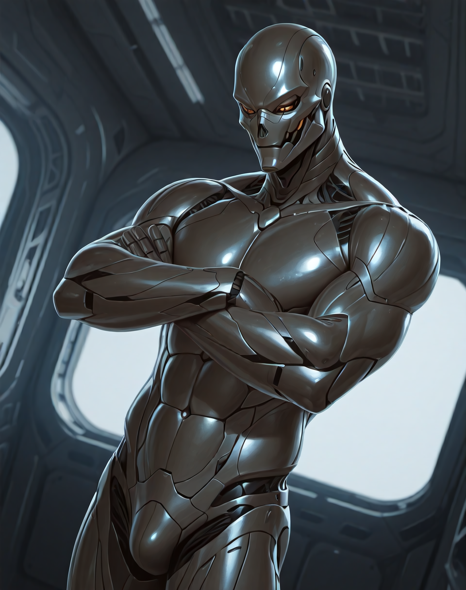 <lora:T_3000_(Terminator)_(Illustrious)_(AD):1> T 3000, muscular, robot, 
((
interior, science fiction, 
dutch angle, dynamic action, male focus, solo, fully armored, villain, sexy male physique, solo, powerful, superiority, back muscular, arms crossed, 
)),
BREAK: very awe, aesthetically pleasing, masterpiece, best quality, amazing quality, very aesthetic, depth of field, absurd details, depth of field, atmospheric rendering, natural shading, soft shading, 
BREAK: lazympos, lazypos (3),