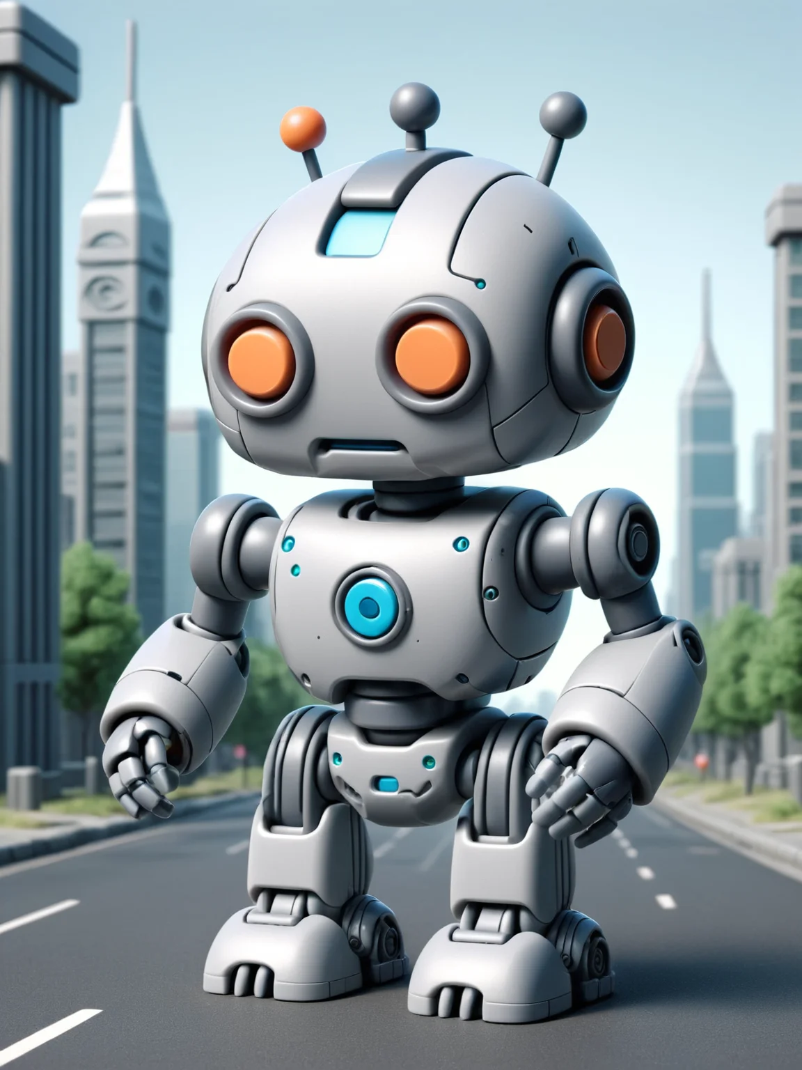 ais-plasticz robot, with joints and gears all made from ais-plasticz material, ready for a futuristic battle in an ais-plasticz cityscape with ais-plasticz buildings and ais-plasticz roads <lora:Plastic_Toy_Style_SDXL:1>