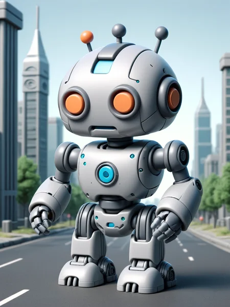 ais-plasticz robot, with joints and gears all made from ais-plasticz material, ready for a futuristic battle in an ais-plasticz cityscape with ais-plasticz buildings and ais-plasticz roads <lora:Plastic_Toy_Style_SDXL:1>